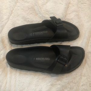 Black Birkenstock slides
